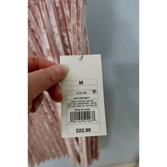 NWT a new day pink pleated velvet skirt M - Picture 5 of 5